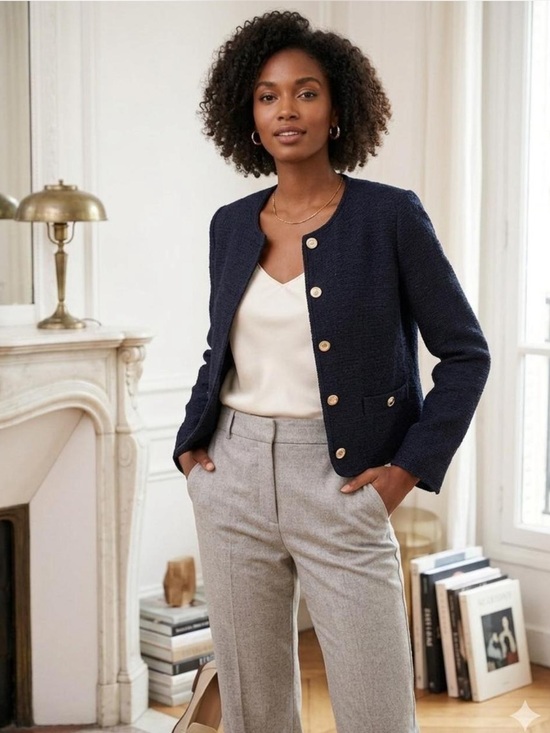 Free Assembly Jackets & Blazers - FREE ASSEMBLY COLLARLESS TWEED JACKET